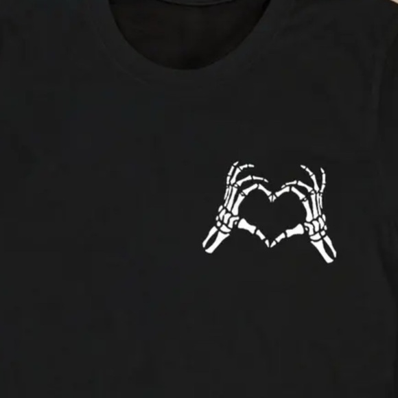 Skeleton Heart Black Tee - Picture 3 of 4